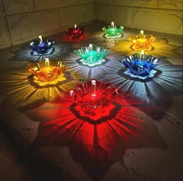 3D Reusable Reflective Shadow Colourful Diya (Pack of 4/12/24))