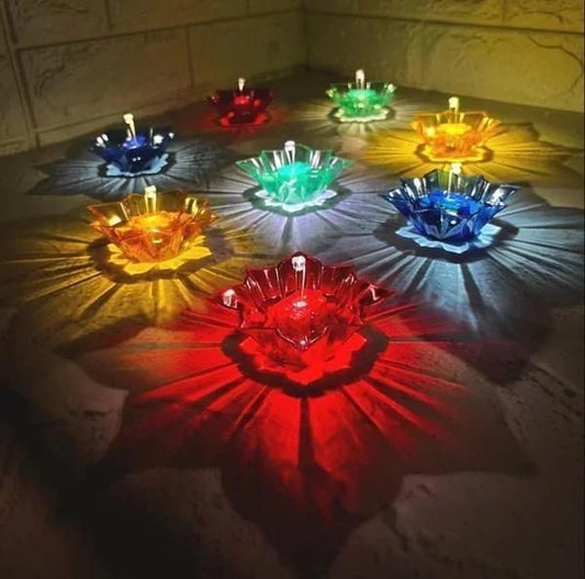3D Reusable Reflective Shadow Colourful Diya (Pack of 4/12/24))